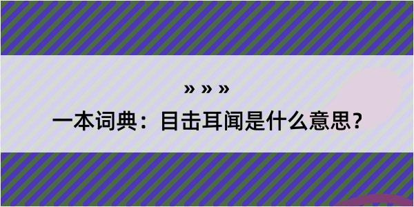 一本词典：目击耳闻是什么意思？