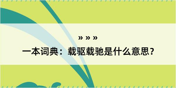 一本词典：载驱载驰是什么意思？