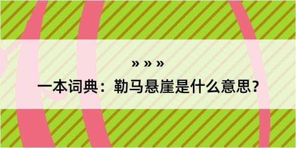 一本词典：勒马悬崖是什么意思？