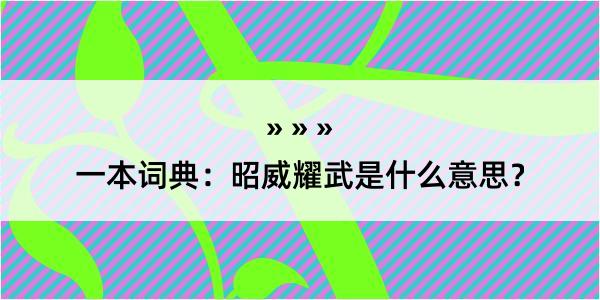 一本词典：昭威耀武是什么意思？