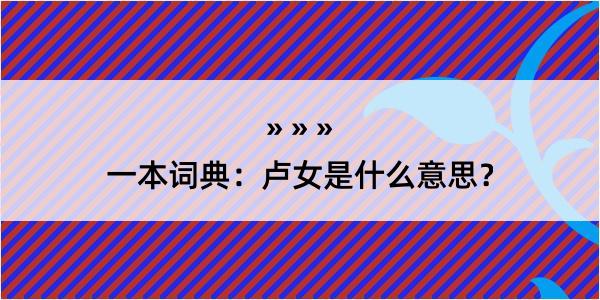 一本词典：卢女是什么意思？