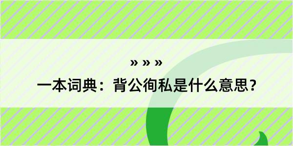 一本词典：背公徇私是什么意思？