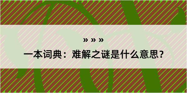 一本词典：难解之谜是什么意思？