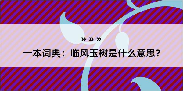 一本词典：临风玉树是什么意思？