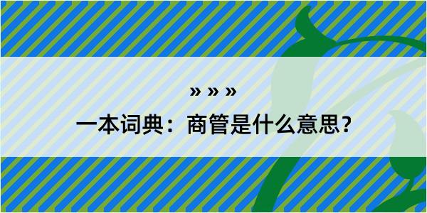 一本词典：商管是什么意思？