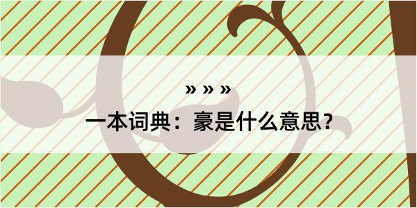 一本词典：豪是什么意思？