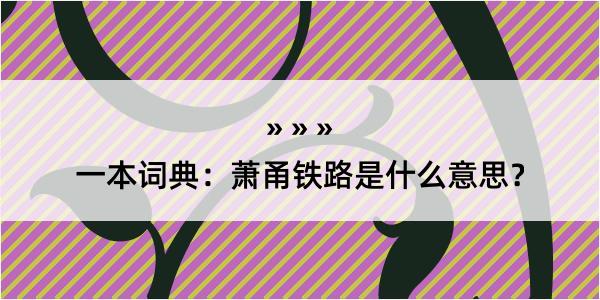 一本词典：萧甬铁路是什么意思？