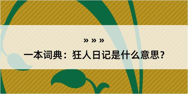 一本词典：狂人日记是什么意思？