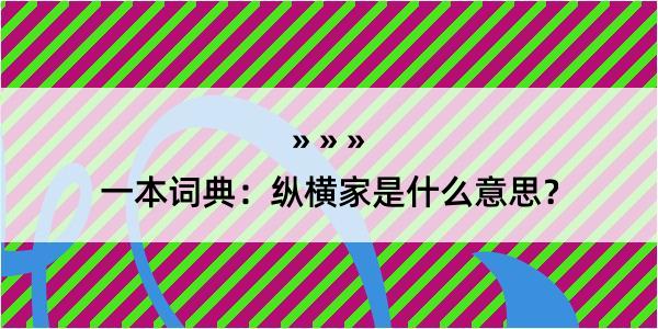 一本词典：纵横家是什么意思？