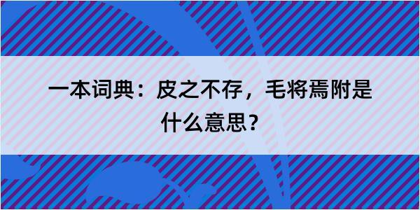 一本词典：皮之不存，毛将焉附是什么意思？