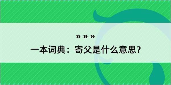 一本词典：寄父是什么意思？