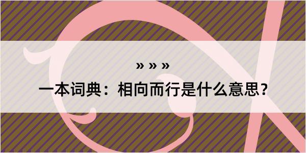 一本词典：相向而行是什么意思？