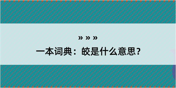 一本词典：皎是什么意思？