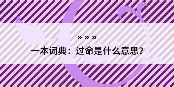 一本词典：过命是什么意思？