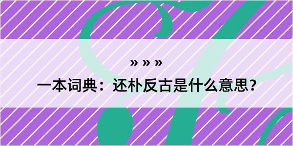 一本词典：还朴反古是什么意思？