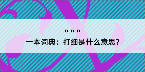 一本词典：打细是什么意思？