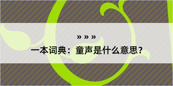 一本词典：童声是什么意思？