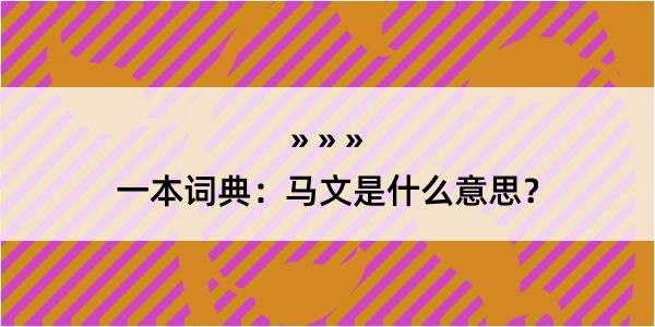 一本词典：马文是什么意思？