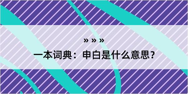 一本词典：申白是什么意思？