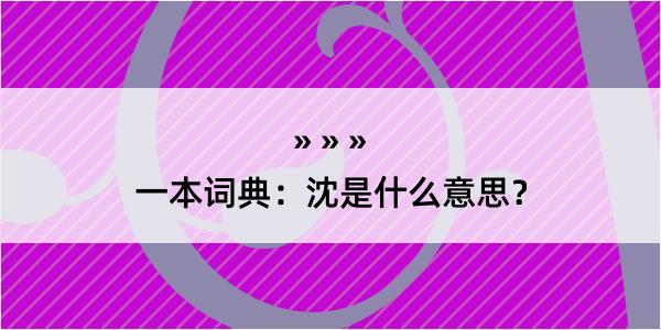 一本词典：沈是什么意思？