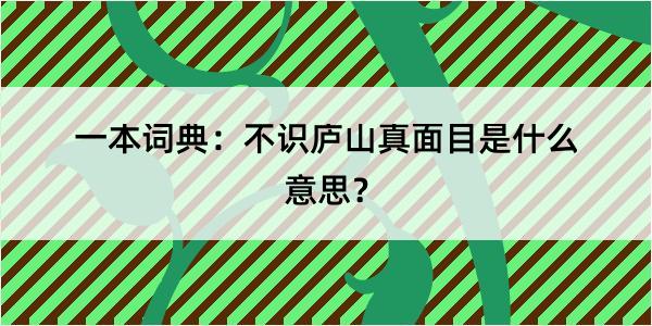 一本词典：不识庐山真面目是什么意思？