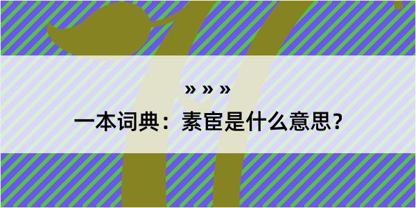 一本词典：素宦是什么意思？