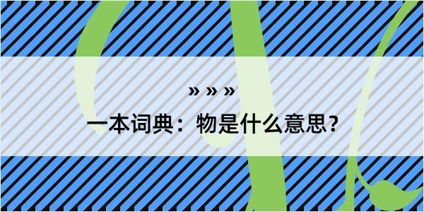 一本词典：物是什么意思？