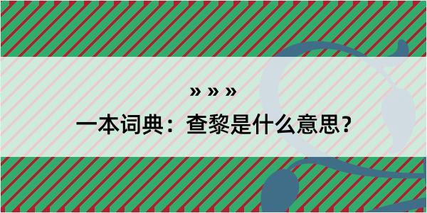 一本词典：查黎是什么意思？