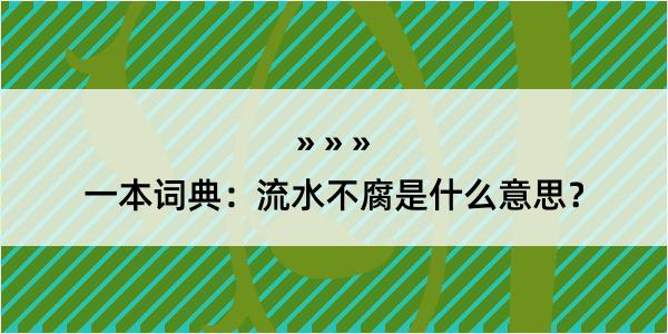 一本词典：流水不腐是什么意思？