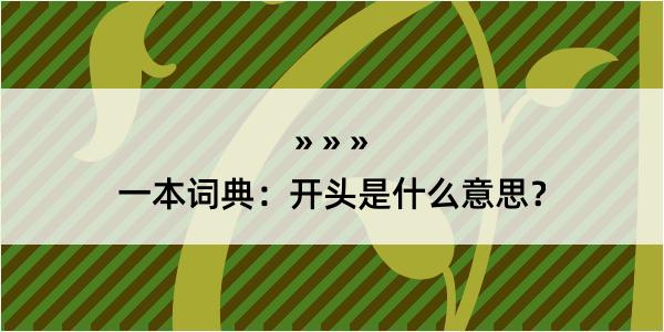 一本词典：开头是什么意思？