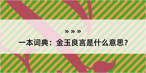 一本词典：金玉良言是什么意思？