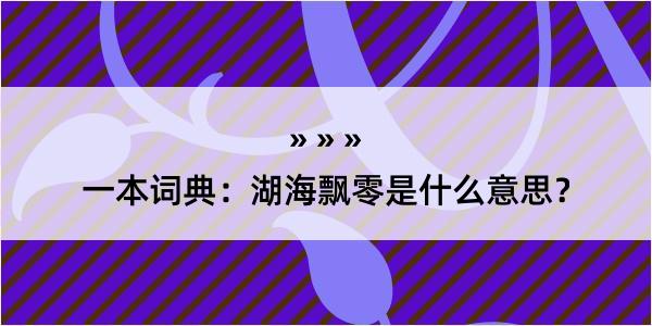 一本词典：湖海飘零是什么意思？