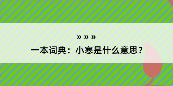 一本词典：小寒是什么意思？