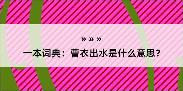 一本词典：曹衣出水是什么意思？