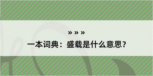 一本词典：盛载是什么意思？