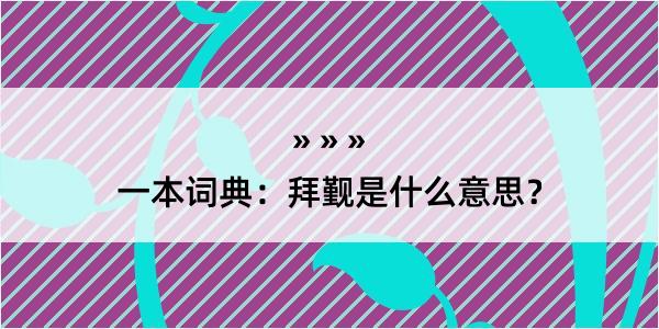 一本词典：拜觐是什么意思？