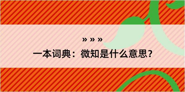 一本词典：微知是什么意思？