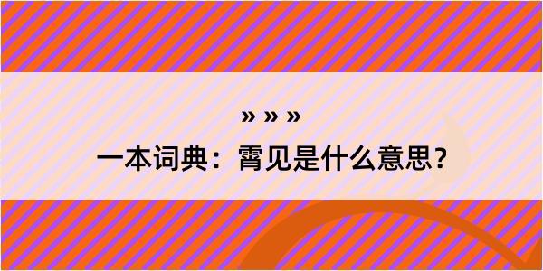 一本词典：霄见是什么意思？