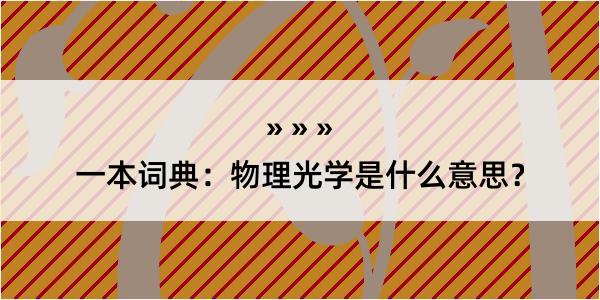 一本词典：物理光学是什么意思？