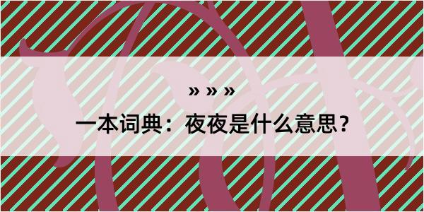 一本词典：夜夜是什么意思？