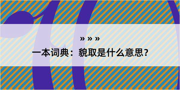 一本词典：貌取是什么意思？