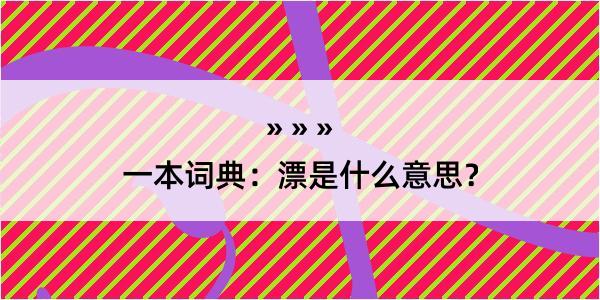 一本词典：漂是什么意思？