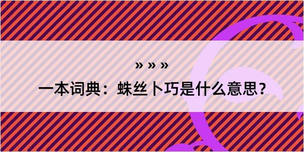 一本词典：蛛丝卜巧是什么意思？