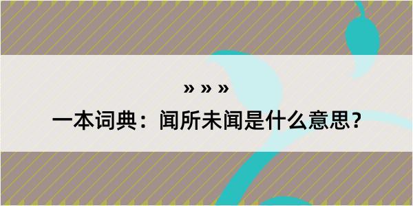 一本词典：闻所未闻是什么意思？