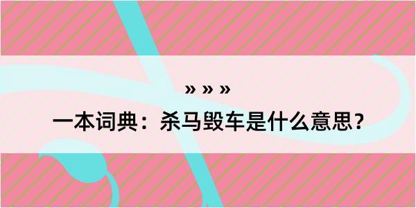 一本词典：杀马毁车是什么意思？