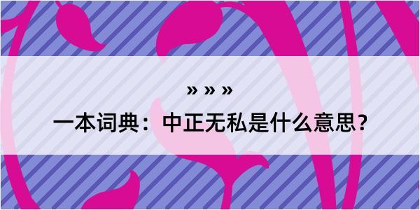 一本词典：中正无私是什么意思？