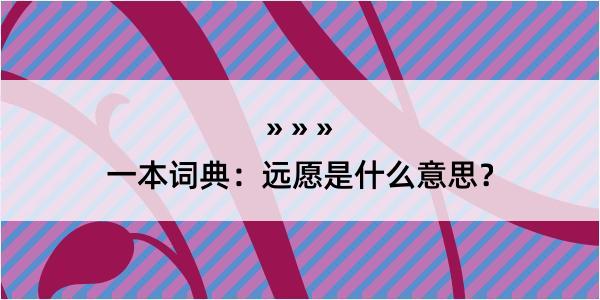 一本词典：远愿是什么意思？