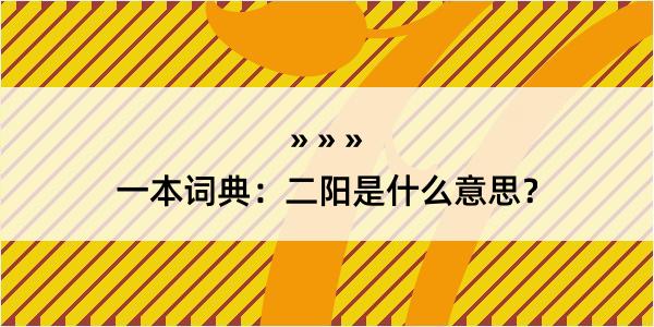 一本词典：二阳是什么意思？