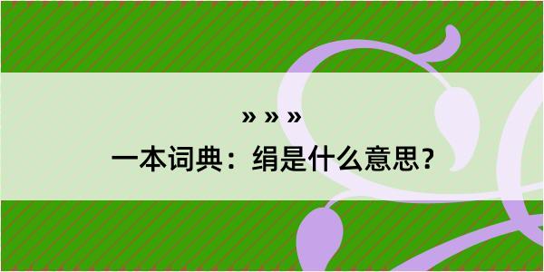 一本词典：绢是什么意思？