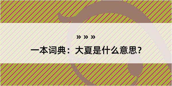 一本词典：大夏是什么意思？